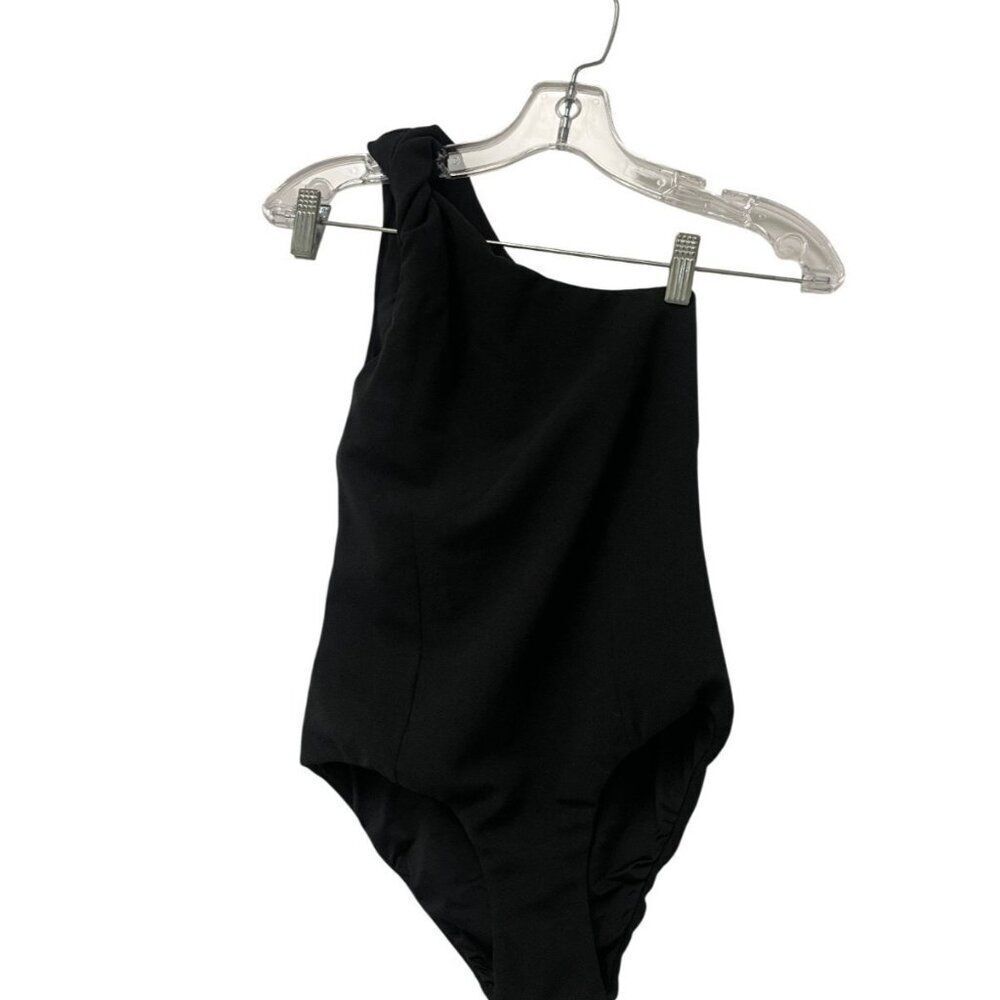 Massimo Dutti Women Swimsuit XS Black Textured Asymmetric One Piece 4956/945 NWT - Picture 2 of 9